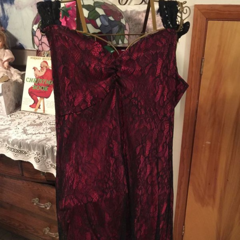 New red & black Rockabilly sheath dress  Vintage